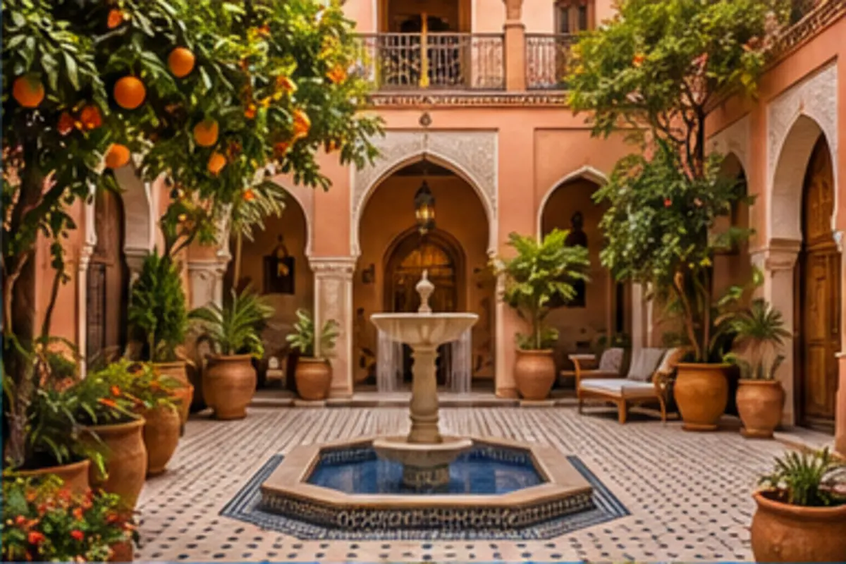 Traditional Marrakech riad courtyard
